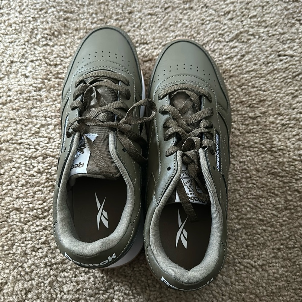 Brand new never worn olive Reebok shoes